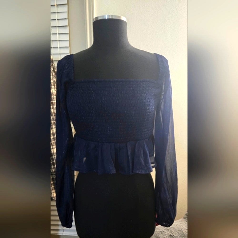 Elegant Navy Blue Women's Top